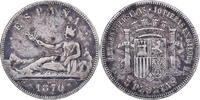 Espagne 5 Pesetas Provisional Government, Argent, KM:655 -