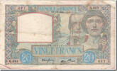 France 20 Francs Science et Travail, 1940-06-06, Fayette:12.3, KM:92a -