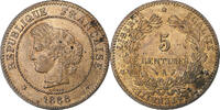 France 5 Centimes Cérès, Paris, Bronze, Gadoury:157a -