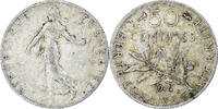 France 50 Centimes Semeuse, Paris, Argent, Gadoury:420, KM:854 -