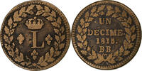 France 1 Décime Louis XVIII, Strasbourg, Bronze, Gadoury:196d -