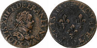 France Double Tournois Louis XIII, Amiens, Cuivre, CGKL:264 -
