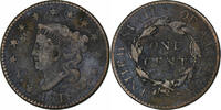 États-Unis 1 Cent Coronet Head, Philadelphie, Cuivre, KM:45.1 -