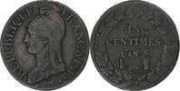 France 5 Centimes Dupré, Strasbourg, Bronze, Gadoury:126 -