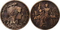 France 10 Centimes Dupuis, Paris, Bronze, Gadoury:277, KM:843 -
