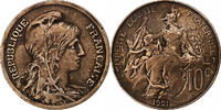 France 10 Centimes Dupuis, Paris, Bronze, Gadoury:277, KM:843 -