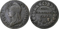 France 5 Centimes Dupré, Strasbourg, Bronze, Gadoury:126 -