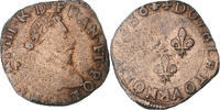 France Double Tournois Henri III, La Rochelle, Cuivre, Gadoury:455 -
