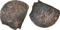 France Double Tournois Henri III, Poitiers, flan coupé, Cuivre -