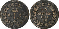 France Décime. Louis XVIII, Strasbourg, Cuivre, Gadoury:196a -