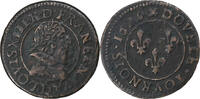 France Double Tournois Louis XIII, Lyon, Cuivre, Gadoury:8 -