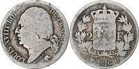 France 2 Francs Louis XVIII, Perpignan, Argent, Gadoury:513 -