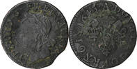 France Double Tournois Louis XIII, Corbeil, Cuivre, Gadoury:12 -