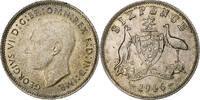 Australie 6 Pence George VI, Melbourne, Billon, KM:38a -