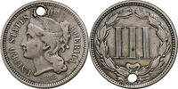 États-Unis Nickel 3 Cents Philadelphie, Trouée, Nickel, KM:95 -