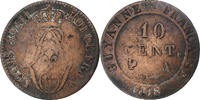 Guyane française 10 Centimes Louis XVIII, Paris, Billon, KM:A1 -
