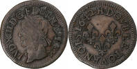 France Double Tournois Louis XIII, La Rochelle, Cuivre, Gadoury:12 -