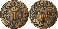 France Decime Louis XVIII, Strasbourg, Bronze, Gadoury:196d, KM:701 -