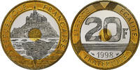 France 20 Francs Mont Saint Michel, Monnaie de Paris, BE, Tri-Metallic -