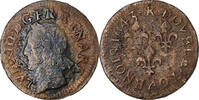 France Double Tournois Louis XIII, Bordeaux, Cuivre, Gadoury:12 -