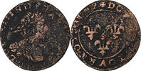 France Double Tournois Louis XIII, Cuivre, Gadoury:11 -