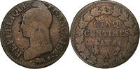 France 5 Centimes Dupré, Paris, Cuivre, Gadoury:126, KM:640 -