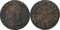 France 5 Centimes Dupré, Paris, A/B ?, Cuivre, KM:640 -