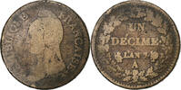 France Decime Dupré, Paris, Cuivre, Gadoury:187, KM:644 -