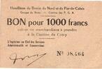 France 1000 Francs BON POUR 1000 FRANCS PAS DE CALAIS -