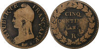 France 5 Centimes Directoire, Dupré, Orléans, Cuivre, Gadoury:126 -