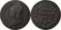 France 5 Centimes Directoire, Dupré, Orléans, Cuivre, Gadoury:126 -