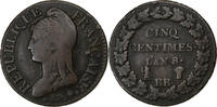 France 5 Centimes Dupré, Strasbourg, Cuivre, Gadoury:126a -