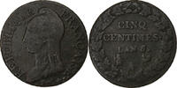 France 5 Centimes Dupré, Paris, Cuivre, TB+, Gadoury:126a -