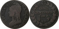 France 5 Centimes Dupré, Strasbourg, Cuivre, Gadoury:126a -