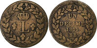 France Decime Louis XVIII, Strasbourg, Bronze, Gadoury:196 -