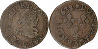France Double Tournois Louis XIII, La Rochelle, Cuivre, Gadoury:11 -
