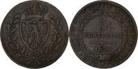 Royaume de Sardaigne 5 Centesimi Carlo Felice, Cuivre -