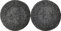 France Denier Tournois Louis XIII, Denier tournois, buste juvénile au col rabattu -