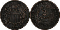 États-Unis 2 Cents Union Shield, Philadelphie, Bronze, KM:94 -