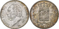 France 5 Francs Louis XVIII, Bordeaux, Argent, Gadoury:614 -