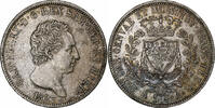 Royaume de Sardaigne 5 Lire Carlo Felice, Genoa, Argent, KM:116 -