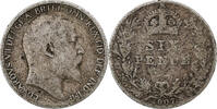 Grande-Bretagne 6 Pence Edward VII, British Royal Mint, Bronze argenté -