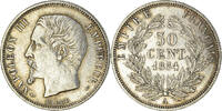 France 50 Centimes Monnaie, Napoleon III, Paris, Argent -