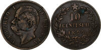 Italie 10 Centesimi Umberto I, Heaton, Cuivre -