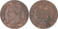 France 2 Centimes Monnaie, Napoleon III, Paris, Bronze -
