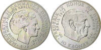Danemark 10 Kroner Margrethe II, Copenhagen, Argent -