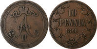 Finlande 10 Pennia Alexandre II, Helsinki, Cuivre -