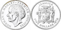 Jamaïque 5 Dollars Norman W. Manley, Franklin Mint, BE, Argent -