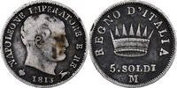 Royaume d'Italie 5 Soldi Napoléon I, Milan, Argent -