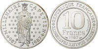 France 10 Francs Millénaire Capétien, MDP, BE, Argent -